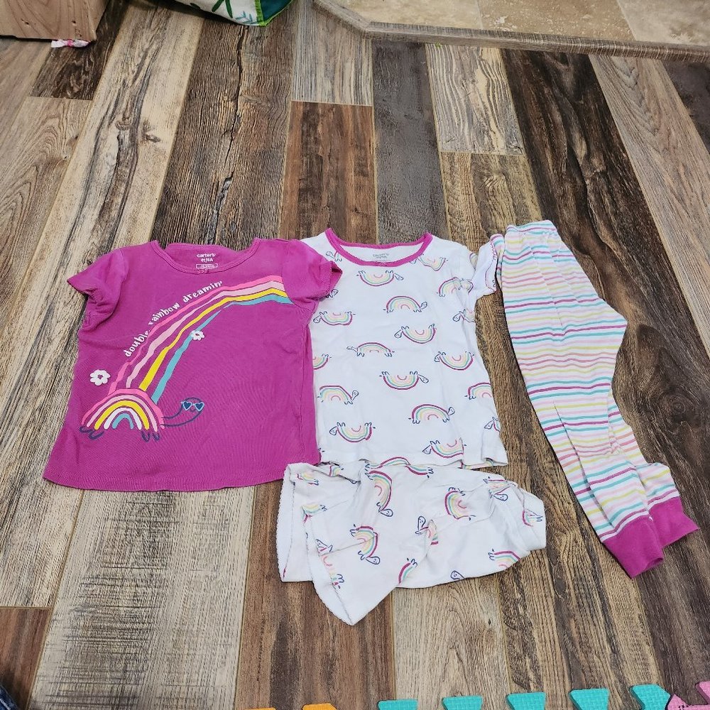 Carter's Snail rainbow Pajama set 4T  🍒 5/$15